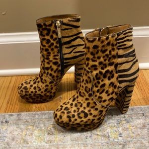 Animal print platform boot